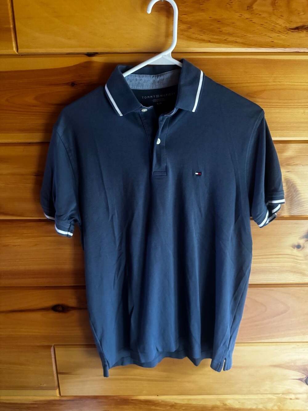 Tommy Hilfiger Navy Blue Short Sleeve Polo Shirt Size Large